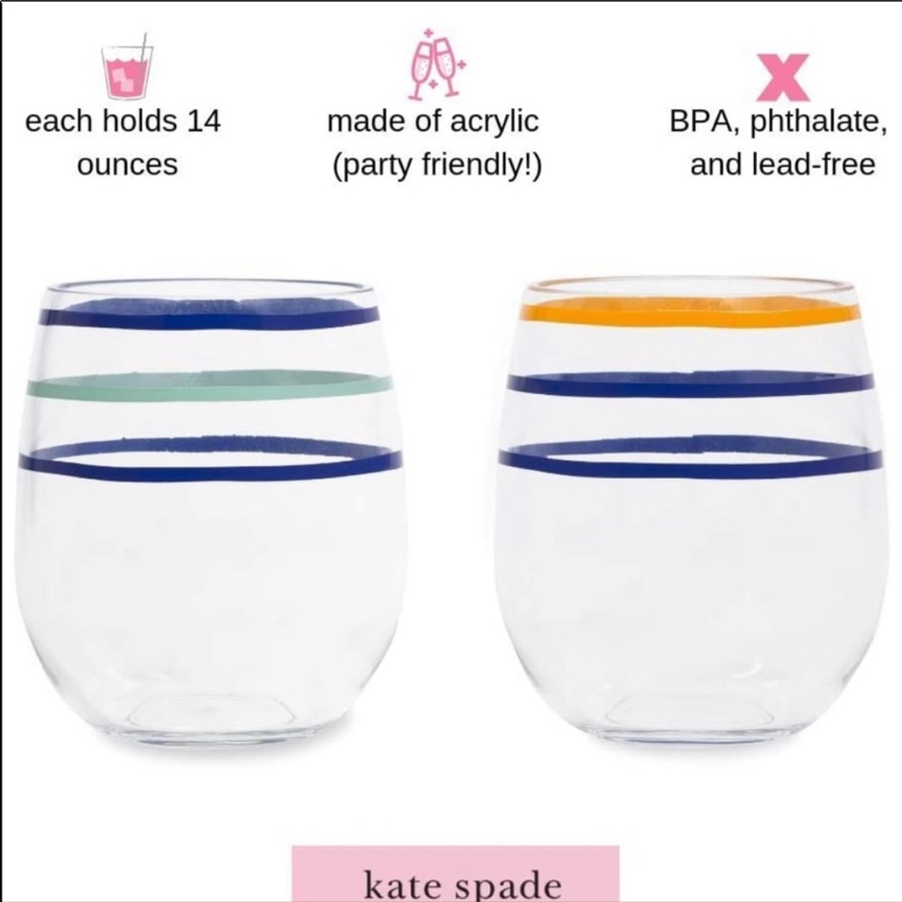 Kate Spade Citrus Twist Swipe Stemless Glass Set